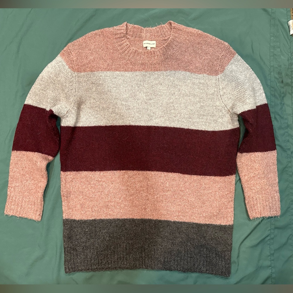 SILVERFLINT Women S Colorblock Knitted Pullover Chunky Round Neck Winter Sweater